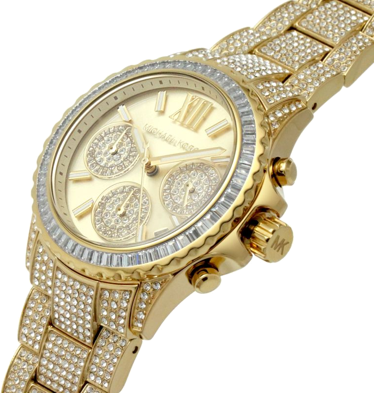 Shop Authentic Michael Kors Everest Chronograph Crystals Gold Dial Gold Steel Strap Watch For Women - MK7254 - Luxxuri