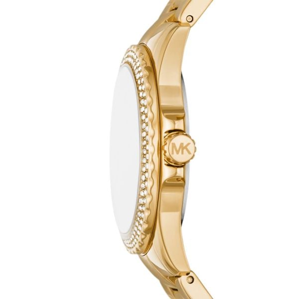 Shop Authentic Michael Kors Everest Three-Hand Mother of Pearl White Dial Gold Steel Strap Watch For Women - MK7363 - Luxxuri