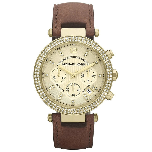 Shop Authentic Michael Kors Parker Champagne Dial Brown Leather Strap Watch for Women - MK2249 - Luxxuri