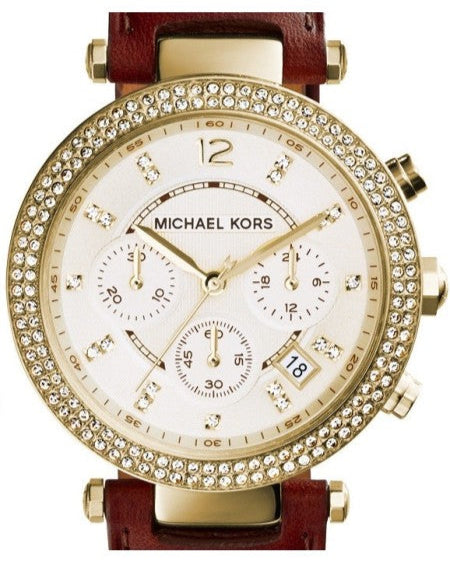 Shop Authentic Michael Kors Parker Champagne Dial Brown Leather Strap Watch for Women - MK2249 - Luxxuri