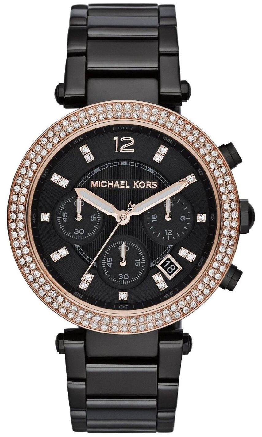Shop Authentic Michael Kors Parker Diamonds Black Dial Black Steel Strap Watch for Women - MK5885 - Luxxuri