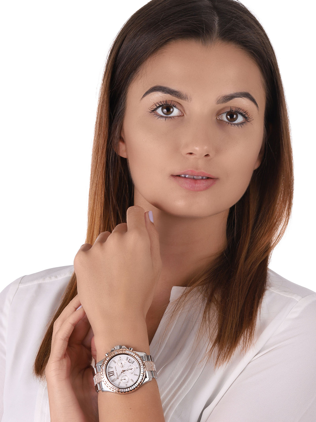 Shop Authentic Michael Kors Everest Chronograph Silver Dial Two Tone Steel Strap Watch For Women - MK6975 - Luxxuri