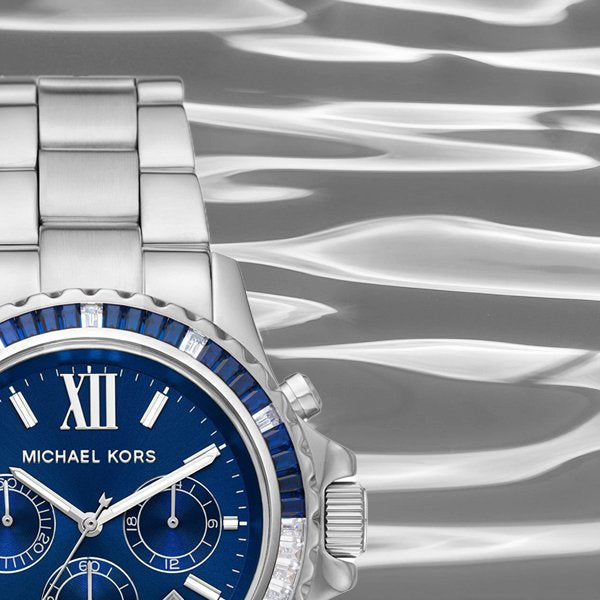 Shop Authentic Michael Kors Everest Chronograph Blue Dial Silver Steel Strap Watch For Women - MK7237 - Luxxuri