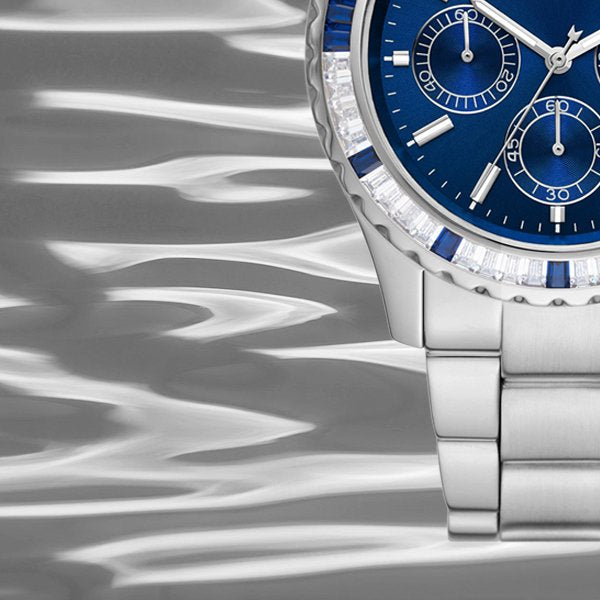 Shop Authentic Michael Kors Everest Chronograph Blue Dial Silver Steel Strap Watch For Women - MK7237 - Luxxuri