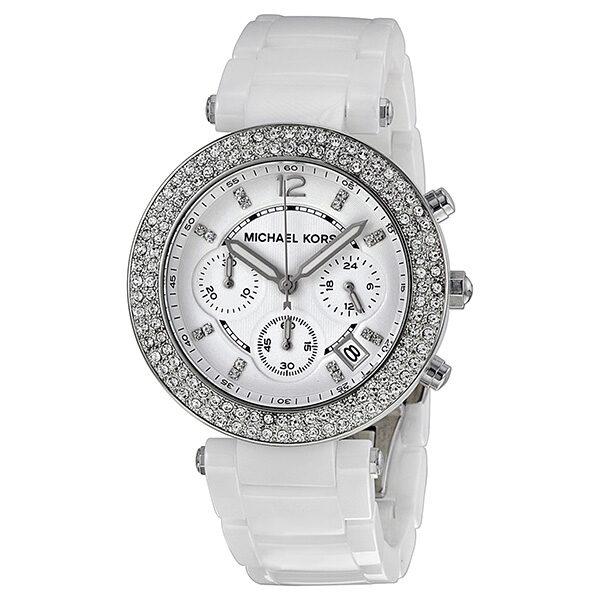 Shop Authentic Michael Kors Parker White Dial White Ceramic Strap Watch for Women - MK5654 - Luxxuri
