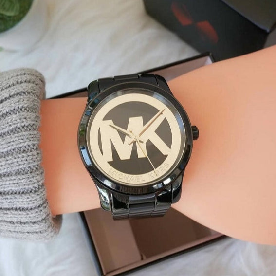 Shop Authentic Michael Kors Runway Black Dial Black Steel Strap Watch for Women - MK6057 - Luxxuri