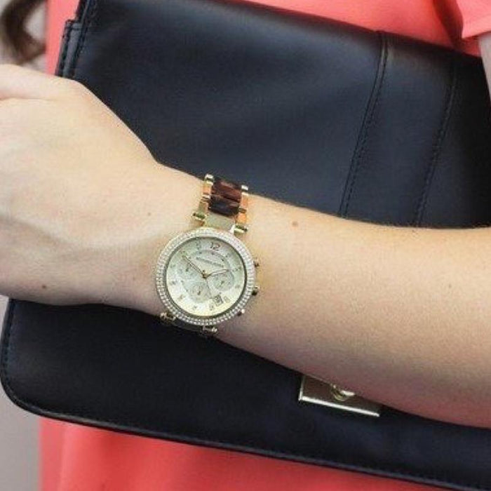 Shop Authentic Michael Kors Parker Gold Dial Two Tone Steel Strap Watch for Women - MK5688 - Luxxuri