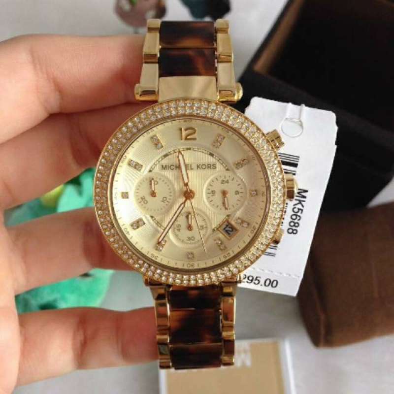 Shop Authentic Michael Kors Parker Gold Dial Two Tone Steel Strap Watch for Women - MK5688 - Luxxuri