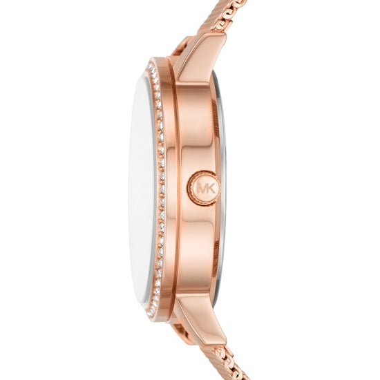 Shop Authentic Michael Kors Quartz Crystals Rose Gold Dial Rose Gold Mesh Strap Watch for Women - MKO1012 - Luxxuri