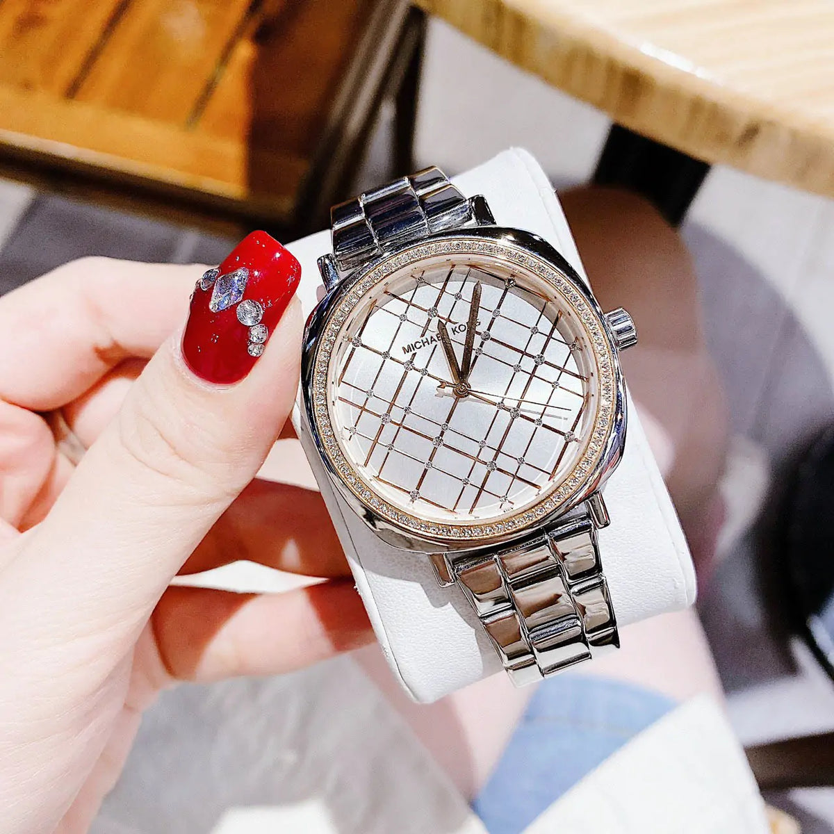 Shop Authentic Michael Kors Nia Quartz Silver Dial Silver Steel Strap Watch For Women - MK3988 - Luxxuri