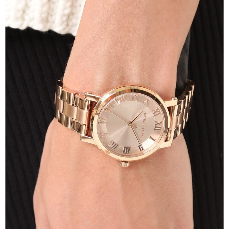 Shop Authentic Michael Kors Norie Rose Gold Dial Rose Gold Steel Strap Watch for Women - MK3561 - Luxxuri