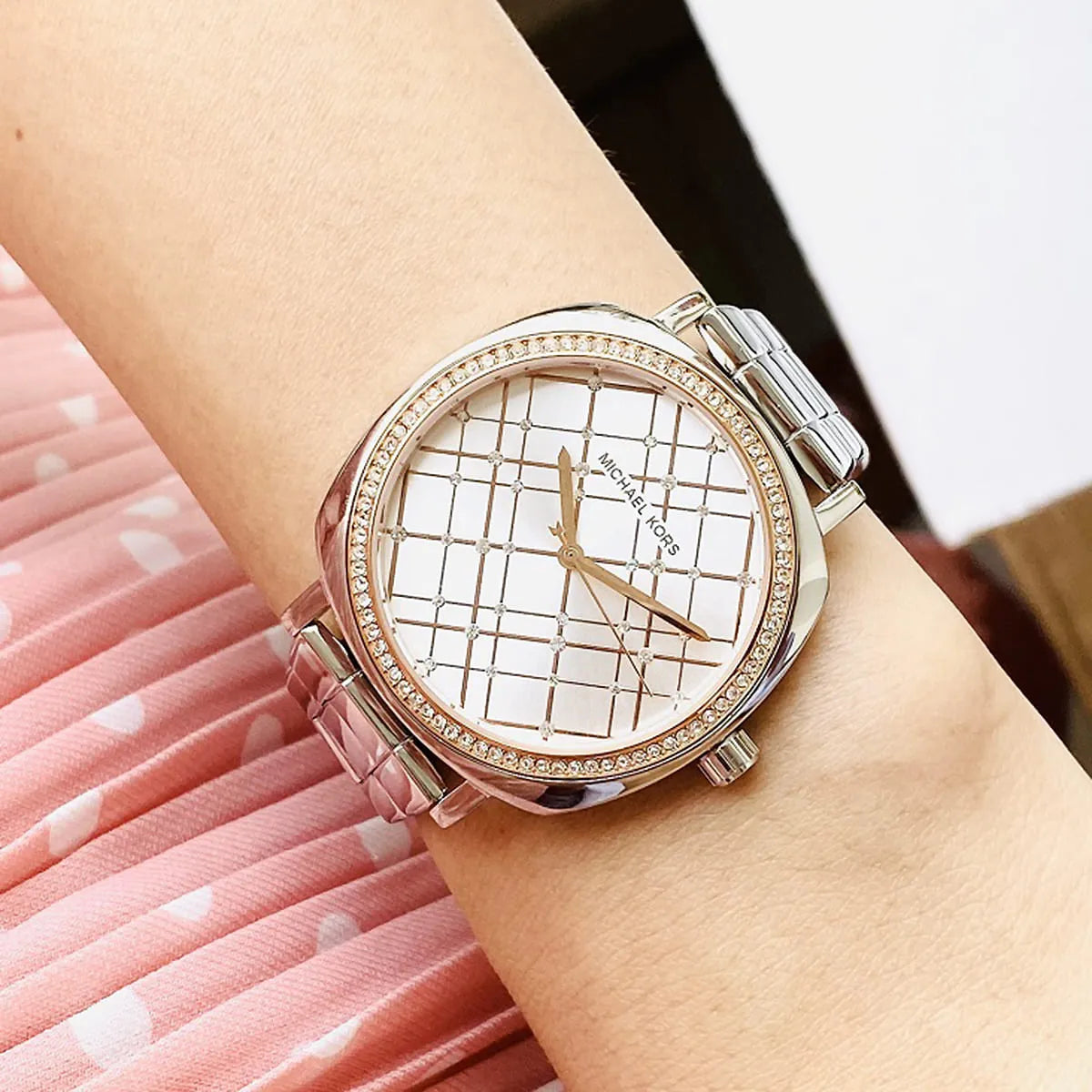 Shop Authentic Michael Kors Nia Quartz Silver Dial Silver Steel Strap Watch For Women - MK3988 - Luxxuri