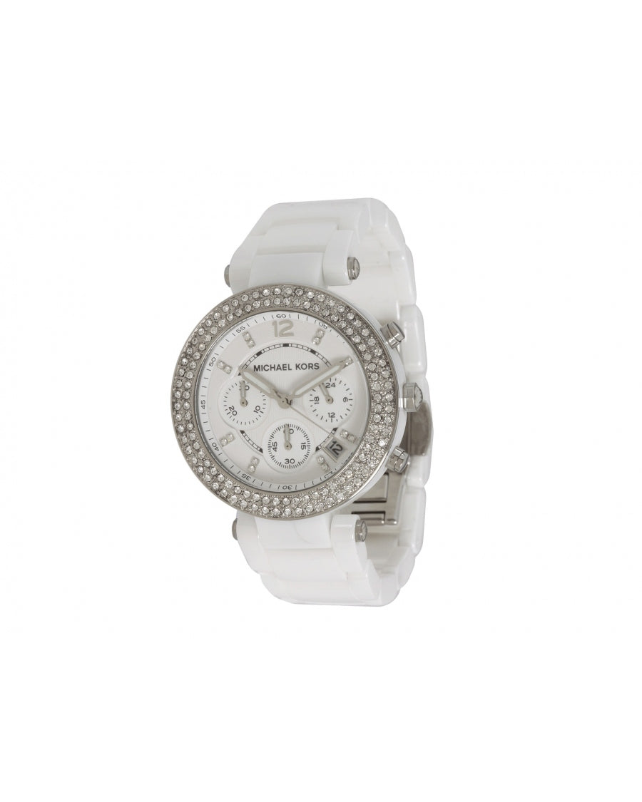Shop Authentic Michael Kors Parker White Dial White Ceramic Strap Watch for Women - MK5654 - Luxxuri