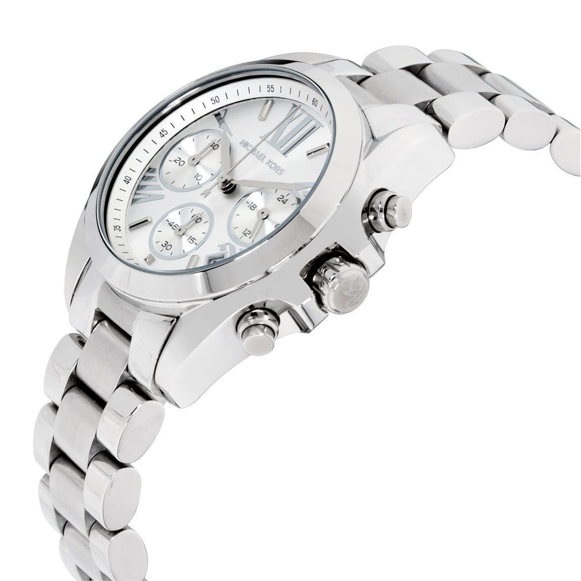 Michael Kors Bradshaw Chronograph Silver Dial Silver Steel Strap Watch for Women - MK6174