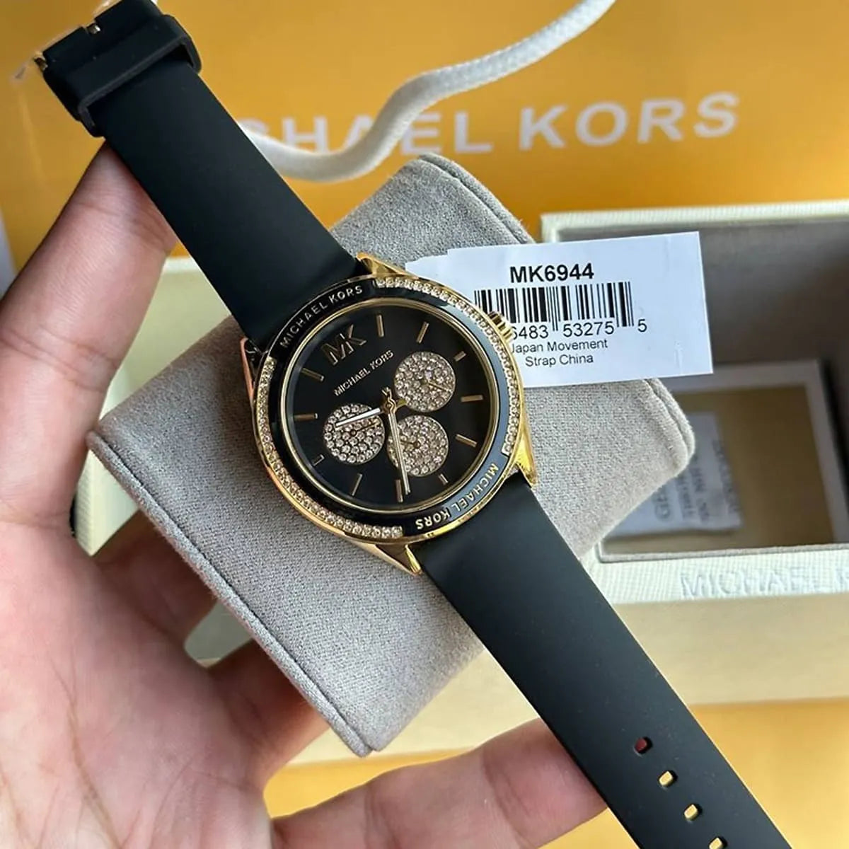 Shop Authentic Michael Kors Quartz Black Dial Black Silicone Strap Watch For Women - MK6944 - Luxxuri