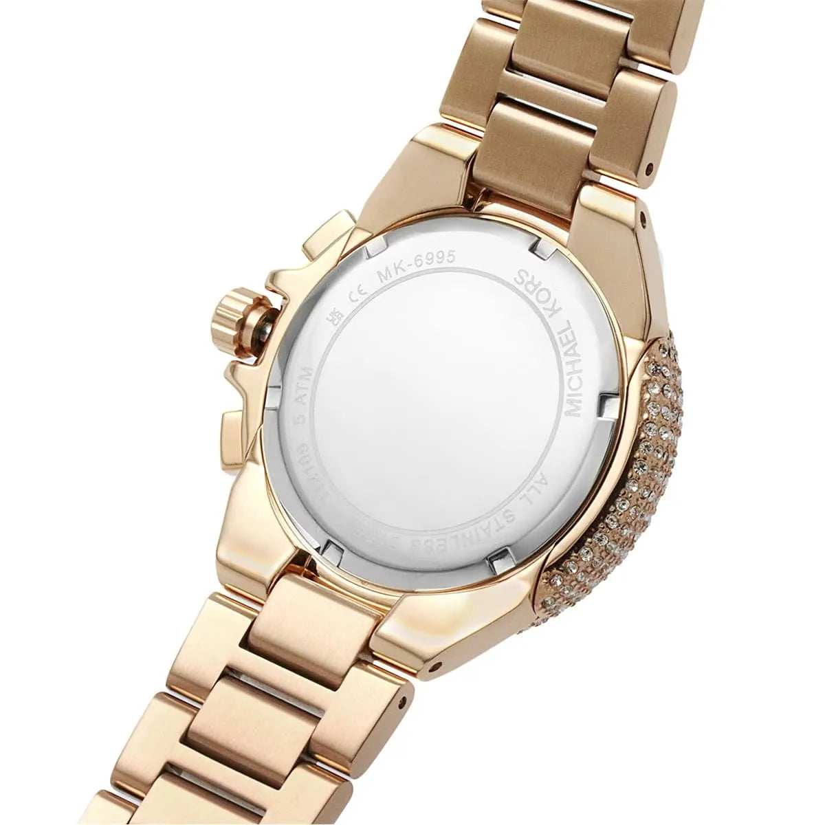 Michael Kors Camille Chronograph White Dial Rose Gold Steel Strap Watch For Women - MK6995