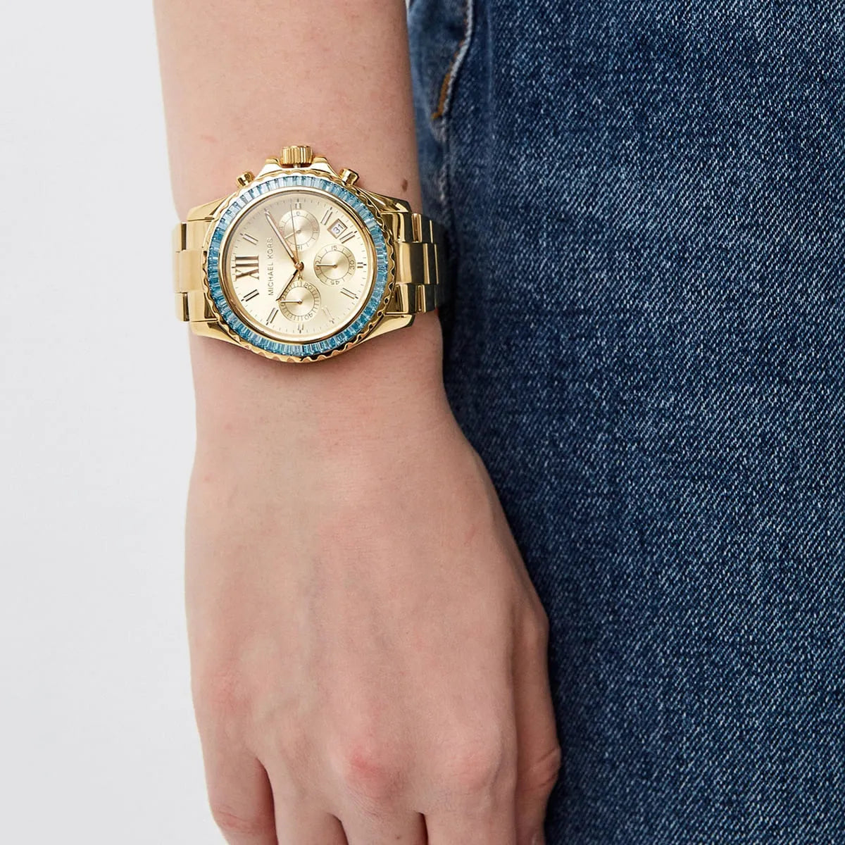 Shop Authentic Michael Kors Everest Chronograph Gold Dial Gold Steel Strap Watch For Women - MK7210 - Luxxuri