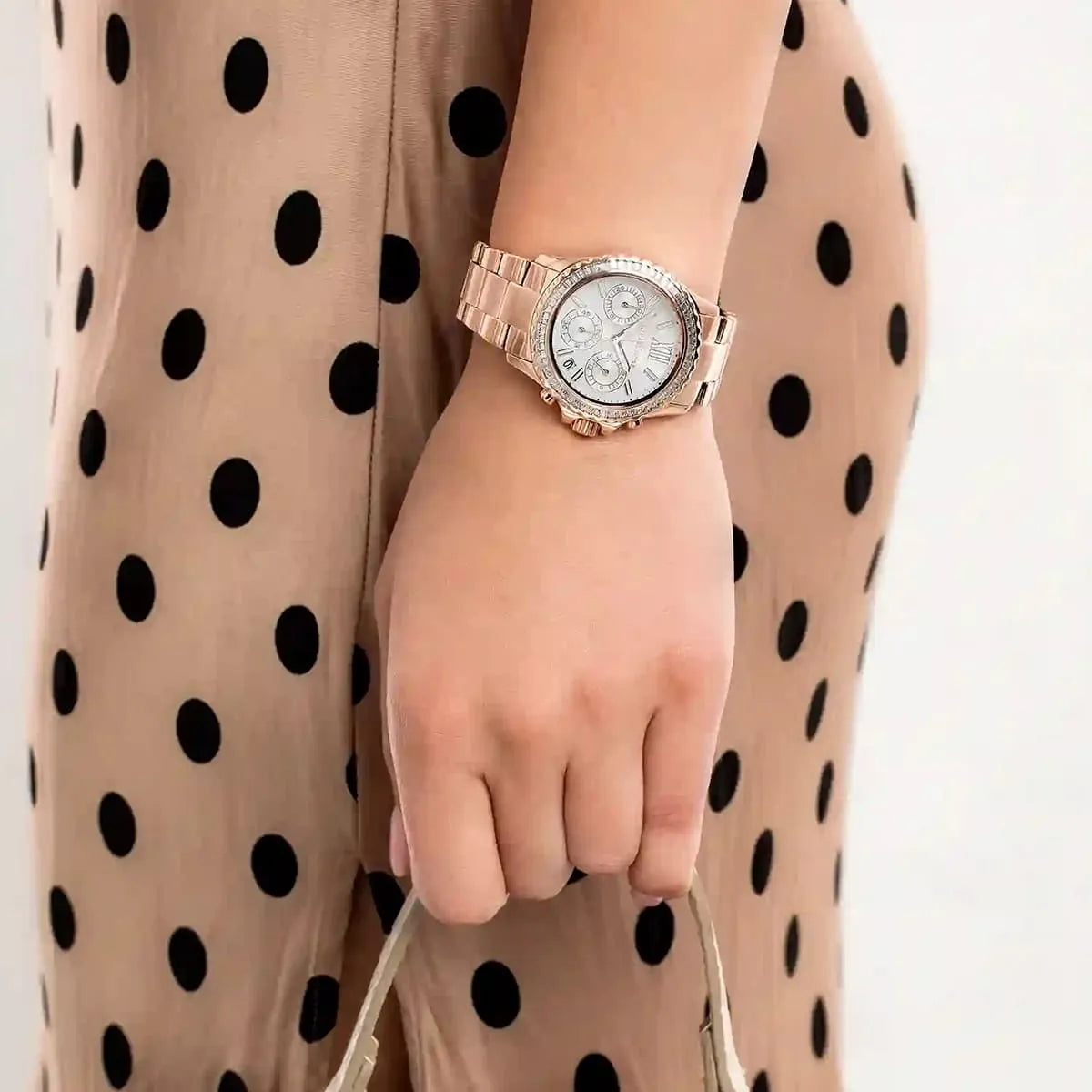 Shop Authentic Michael Kors Everest Chronograph Silver Dial Rose Gold Steel Strap Watch For Women - MK7213 - Luxxuri