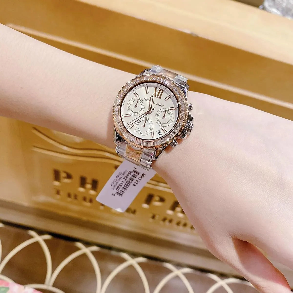Shop Authentic Michael Kors Everest Chronograph White Dial Two Tone Steel Strap Watch For Women - MK7214 - Luxxuri