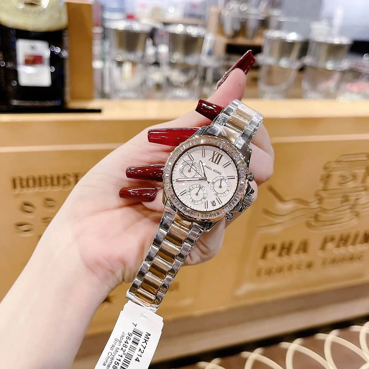 Shop Authentic Michael Kors Everest Chronograph White Dial Two Tone Steel Strap Watch For Women - MK7214 - Luxxuri