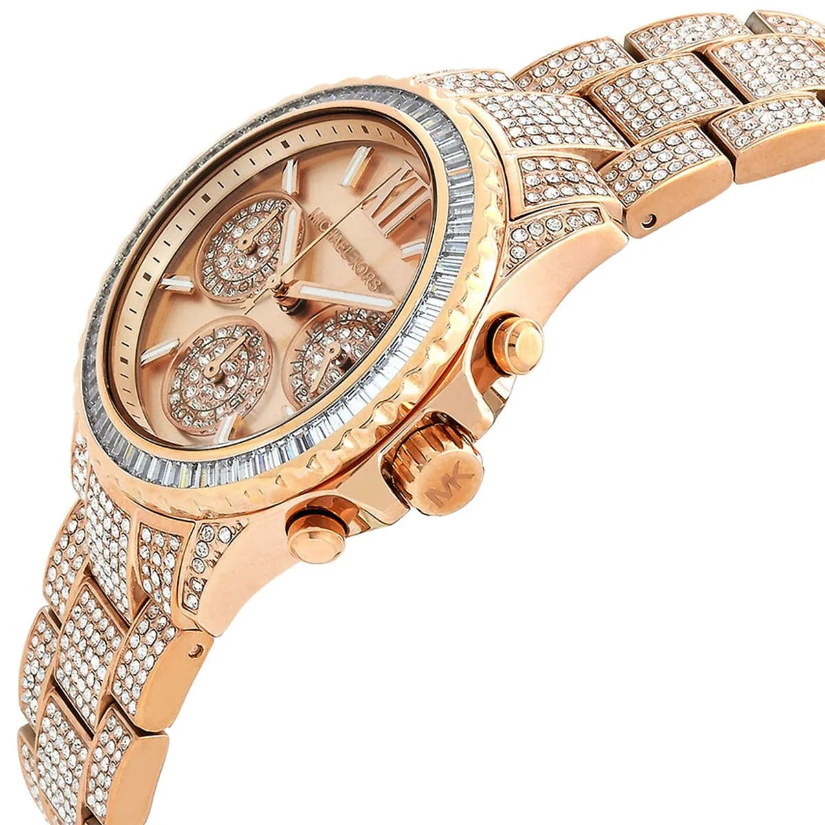 Shop Authentic Michael Kors Everest Chronograph Crystals Rose Gold Dial Rose Gold Steel Strap Watch For Women - MK7235 - Luxxuri