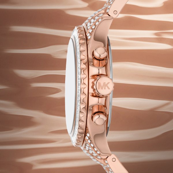 Shop Authentic Michael Kors Everest Chronograph Crystals Rose Gold Dial Rose Gold Steel Strap Watch For Women - MK7235 - Luxxuri