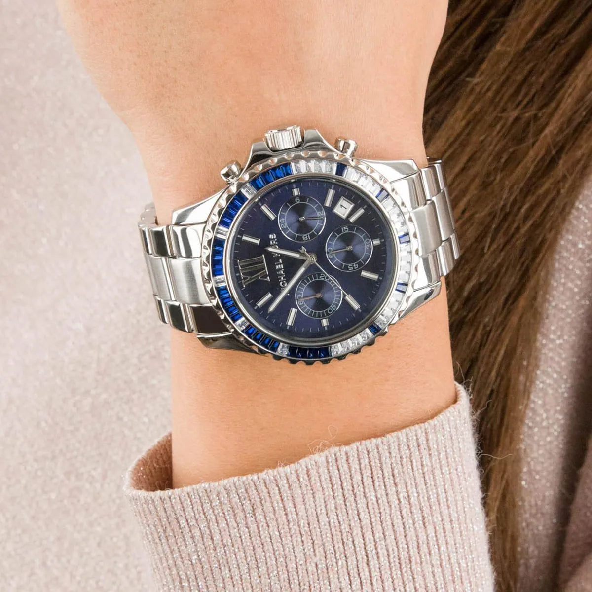 Shop Authentic Michael Kors Everest Chronograph Blue Dial Silver Steel Strap Watch For Women - MK7237 - Luxxuri