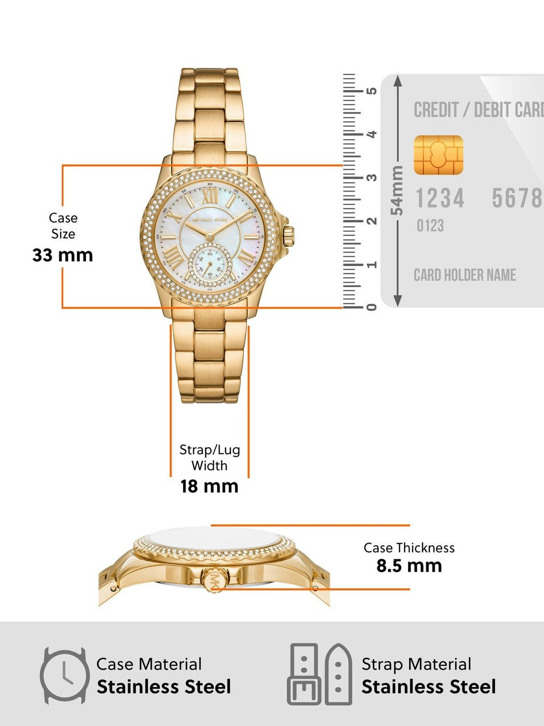 Shop Authentic Michael Kors Everest Three-Hand Mother of Pearl White Dial Gold Steel Strap Watch For Women - MK7363 - Luxxuri