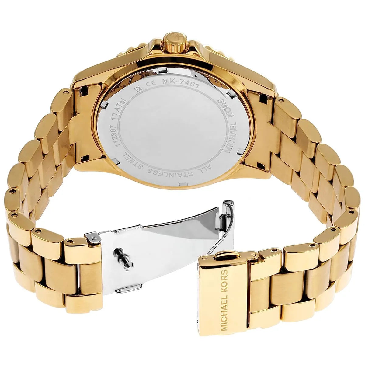 Shop Authentic Michael Kors Everest Three Hand Mother of Pearl White Dial Gold Steel Strap Watch For Women - MK7401 - Luxxuri