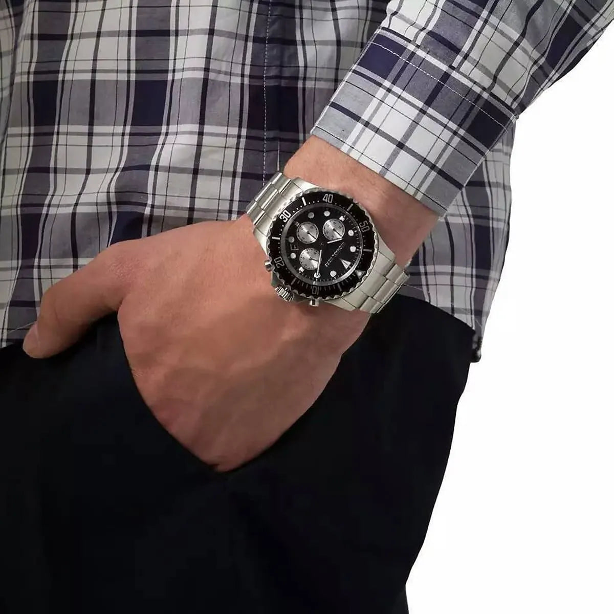 Shop Authentic Michael Kors Everest Chronograph Black Dial Silver Steel Strap Watch For Men - MK8256 - Luxxuri