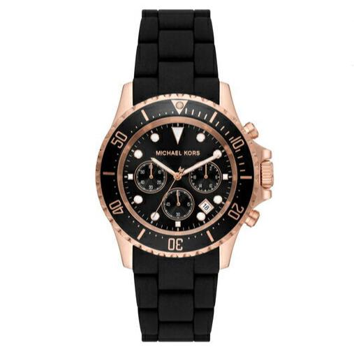 Shop Authentic Michael Kors Everest Chronograph Black Dial Black Silicone Strap Watch For Men - MK9055 - Luxxuri