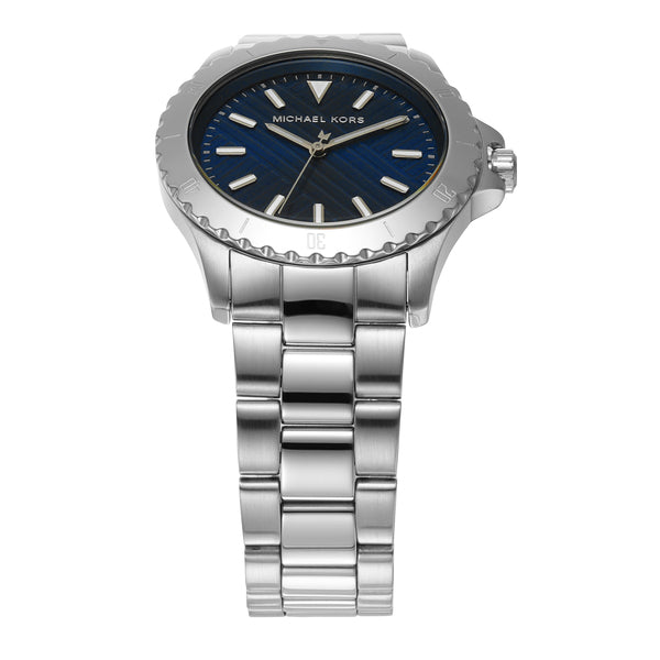 Shop Authentic Michael Kors Everest Three-Hand Blue Dial Silver Steel Strap Watch For Men - MK9079 - Luxxuri