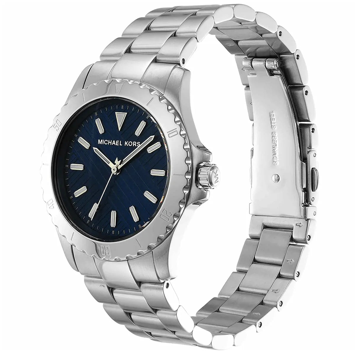 Shop Authentic Michael Kors Everest Three-Hand Blue Dial Silver Steel Strap Watch For Men - MK9079 - Luxxuri