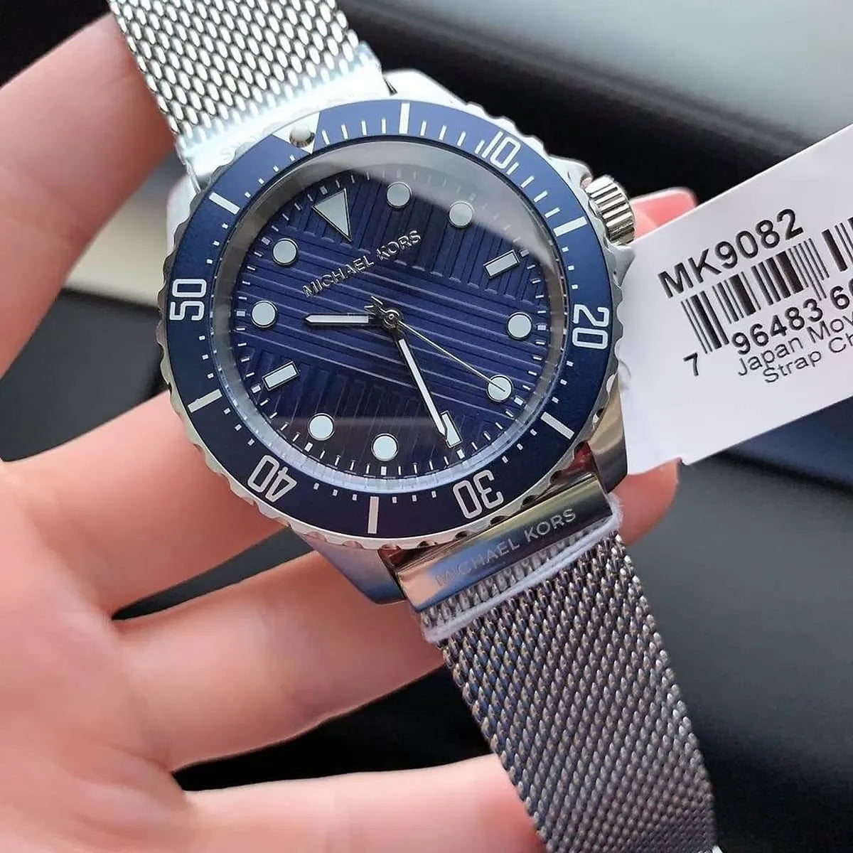 Shop Authentic Michael Kors Everest Quartz Blue Dial Silver Mesh Bracelet Watch For Men - MK9082 - Luxxuri