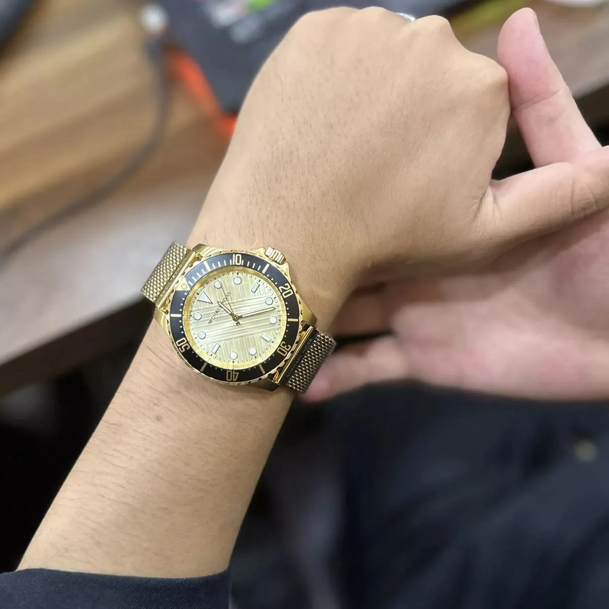 Shop Authentic Michael Kors Everest Chronograph Gold Dial Gold Mesh Strap Watch For Men - MK9083 - Luxxuri