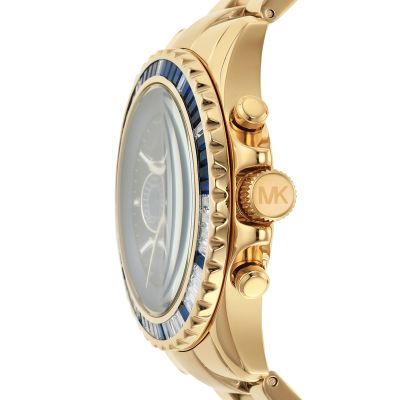 Shop Authentic Michael Kors Everest Chronograph Blue Dial Gold Steel Strap Watch For Women - MK6971 - Luxxuri