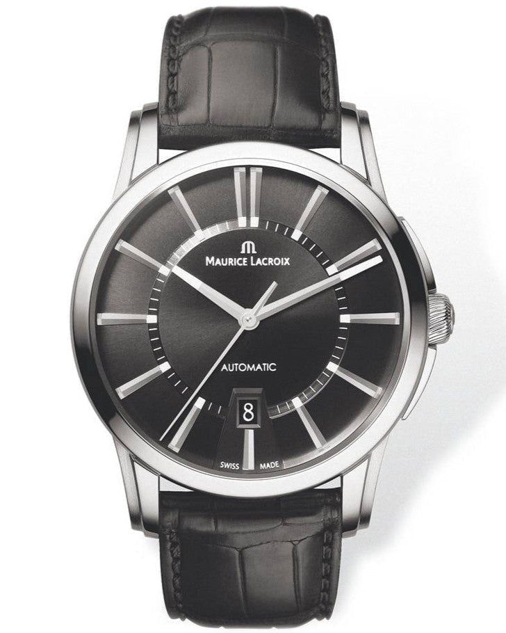 Shop Authentic Maurice Lacroix Pontos Date Automatic Black Dial Black Leather Strap Watch For Men - PT6148-SS001-330 - Luxxuri