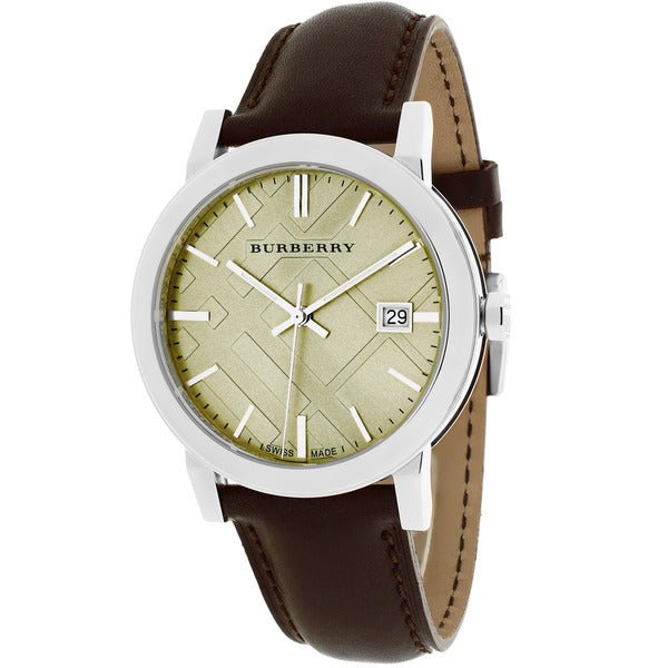 Shop Authentic Burberry The City Gold Dial Brown Leather Strap Watch for Men - BU9011 - Luxxuri