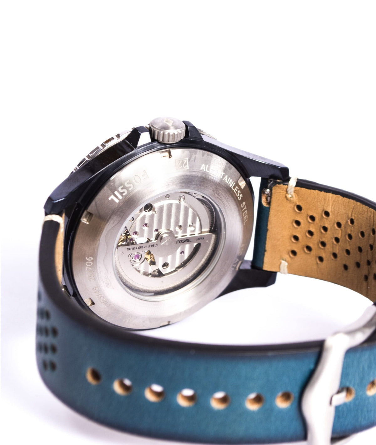 Shop Authentic Fossil Crewmaster Sports Automatic Blue Dial Blue Leather Strap Watch for Men - ME3149 - Luxxuri
