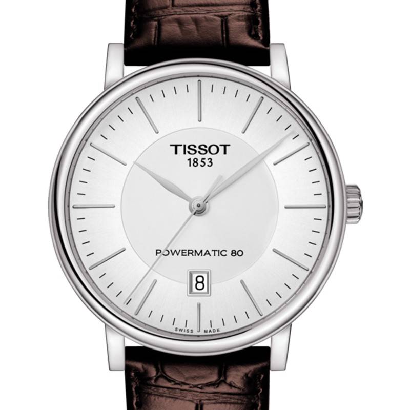 Shop Authentic Tissot T-Classic Powermatic 80 Silver Dial Brown Leather Strap Watch For Men - T122.407.16.031.00 - Luxxuri