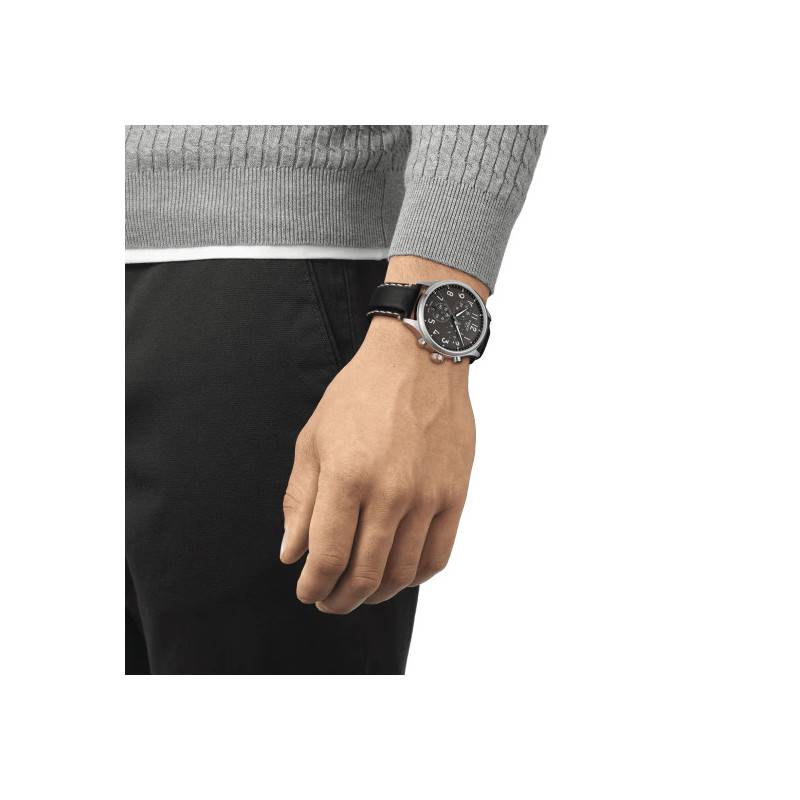 Shop Authentic Tissot Chrono XL Vintage Quartz Black Dial Black Leather Strap Watch For Men - T116.617.16.062.00 - Luxxuri