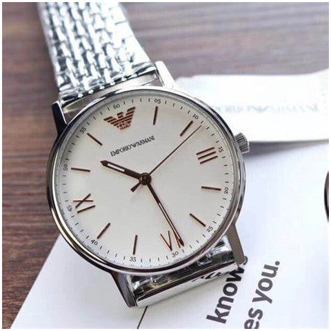 Shop Authentic Emporio Armani Kappa Quartz White Dial Silver Steel Strap Watch For Men - AR80014 - Luxxuri