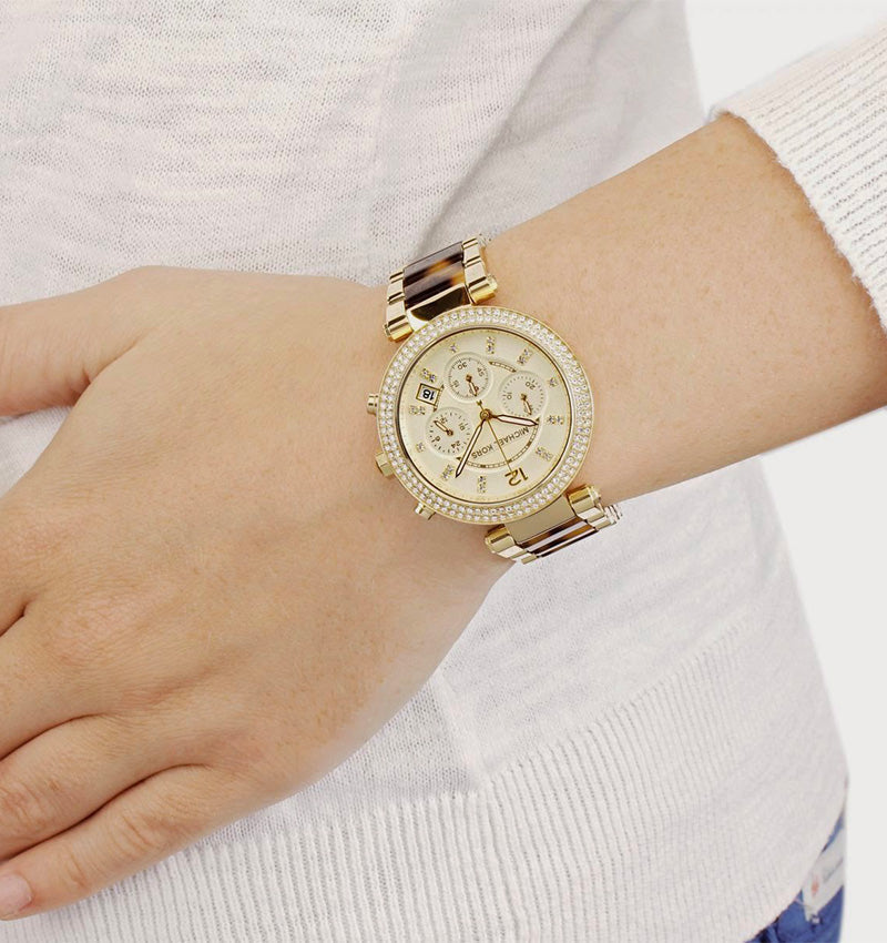 Shop Authentic Michael Kors Parker Gold Dial Two Tone Steel Strap Watch for Women - MK5688 - Luxxuri