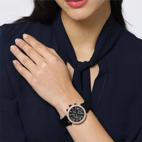 Shop Authentic Michael Kors Parker Diamonds Black Dial Black Steel Strap Watch for Women - MK5885 - Luxxuri