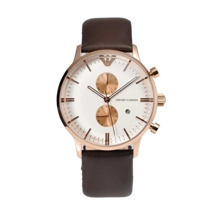 Shop Authentic Emporio Armani Gianni Classic Chronograph White Dial Brown Leather Strap Watch For Men - AR0398 - Luxxuri