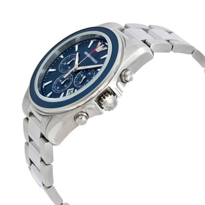 Shop Authentic Emporio Armani Sportivo Chronograph Blue Dial Silver Steel Strap Watch For Men - AR6091 - Luxxuri