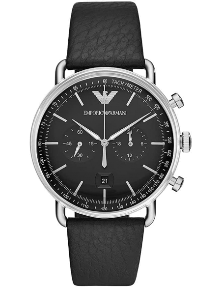 Shop Authentic Emporio Armani Aviator Chronograph Black Dial Black Leather Strap Watch For Men - AR11143 - Luxxuri