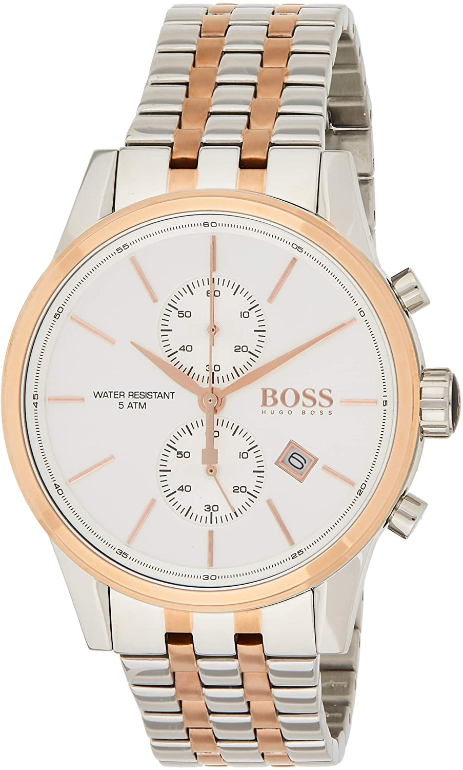 Hugo Boss Jet Chronograph Silver Dial Two Tone Steel Strap Watch for Men - 1513385