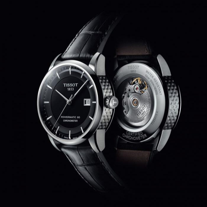 Shop Authentic Tissot T Classic Luxury Powermatic 80 Black Dial Black Leather Strap Watch For Men - T086.408.16.051.00 - Luxxuri
