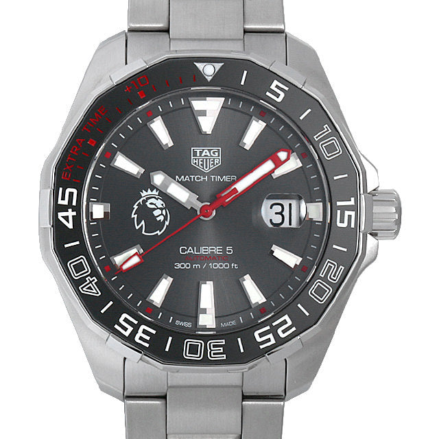 Shop Authentic Tag Heuer Aquaracer Calibre 5 Premiere League Edition Black Dial Silver Stainless Steel Watch for Men - WAY201D.BA0927 - Luxxuri